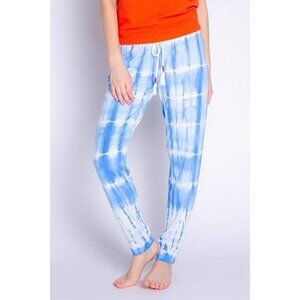 PJ Salvage Sail Away Blue White Tie Dye Banded Pants Women's Size Small